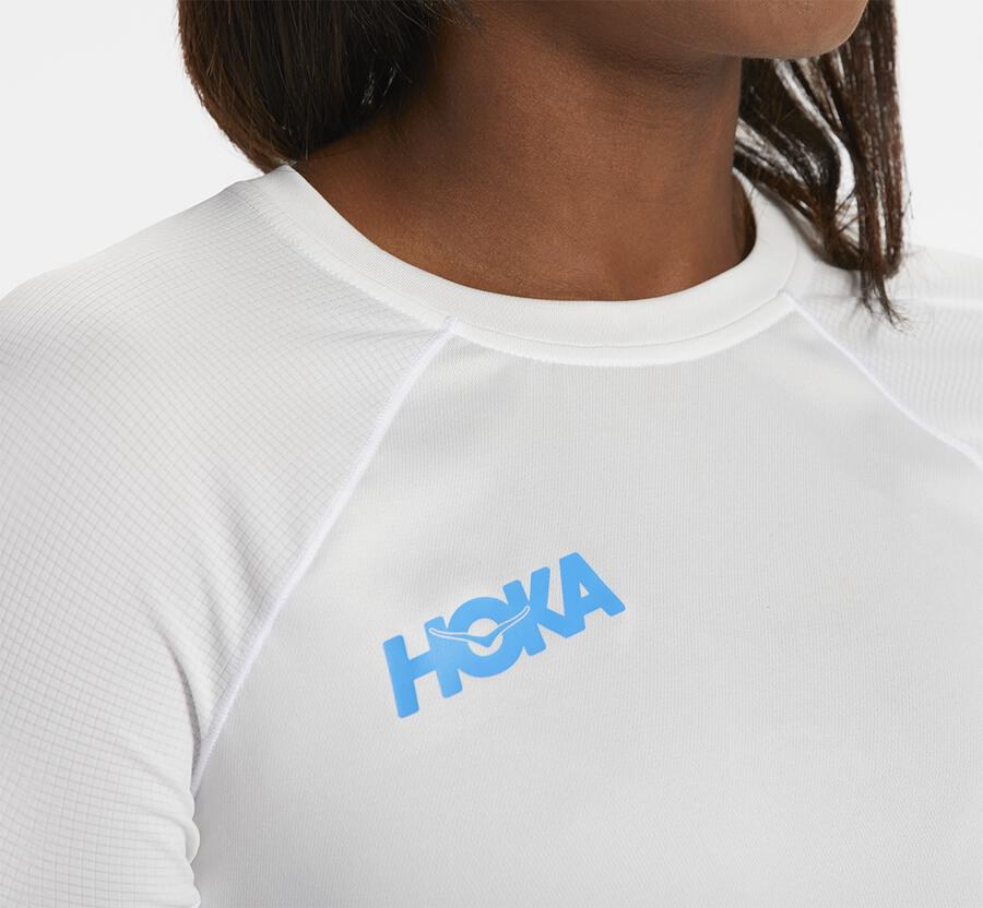 Tops Womens - Hoka One One Performance Long Sleeve - White - XNEUYFS-16